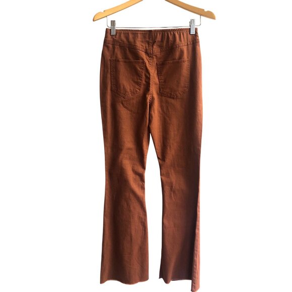 TINSELTOWN -WOMENS BROWN PULL ON FLARE CORDUROY PANTS - HI-RISE SIZE 3 - Picture 2 of 7